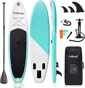 10ft Inflatable Stand Up Paddle Board - Ultra-Light SUP with Adjustable Aluminum Paddle, Dual-Action Pump, Safety Leash for Adults & All Skill Levels