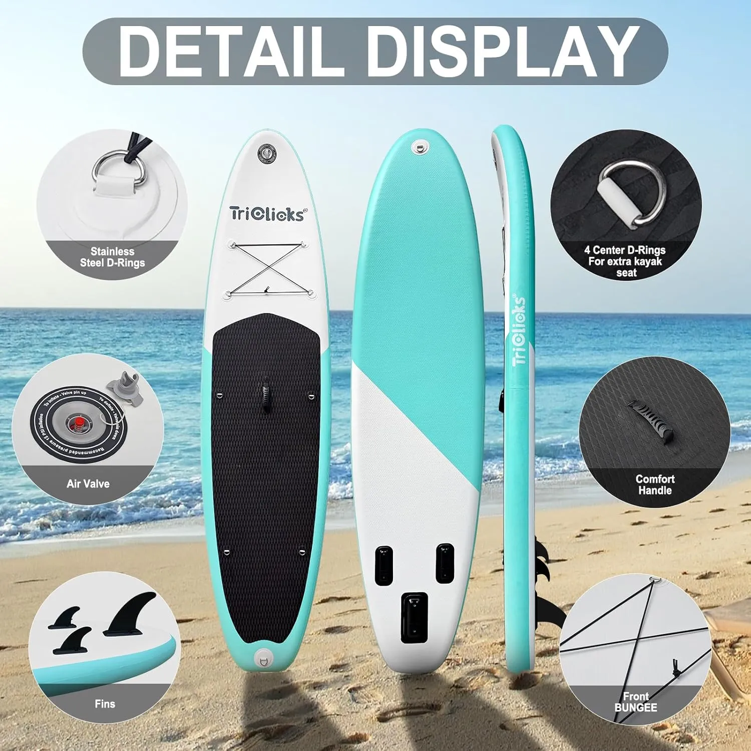 10ft Inflatable Stand Up Paddle Board - Ultra-Light SUP with Adjustable Aluminum Paddle, Dual-Action Pump, Safety Leash for Adults & All Skill Levels
