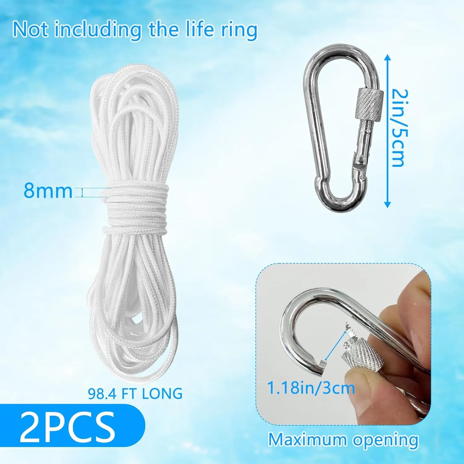 2 Pcs Water Floating Lifesaving Ropes,98.4 FT Professional Throwing Rope Line for Boating Fishing,Outdoor Professional Throwing Rope Rescue Lifeguard Rescue Lifeline,250KG Load Capacity