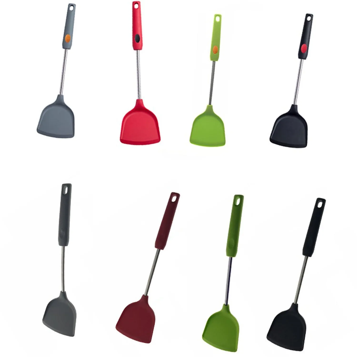 2690 Kitchen turner Heat Resistant Silicone Non-stick Silicone turner Grip Non Stick Long Handle Cooking turner