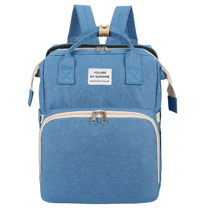 3-in-1 Folding Mummy Bag Crib Waterproof Large Capacity Backpack Organizer