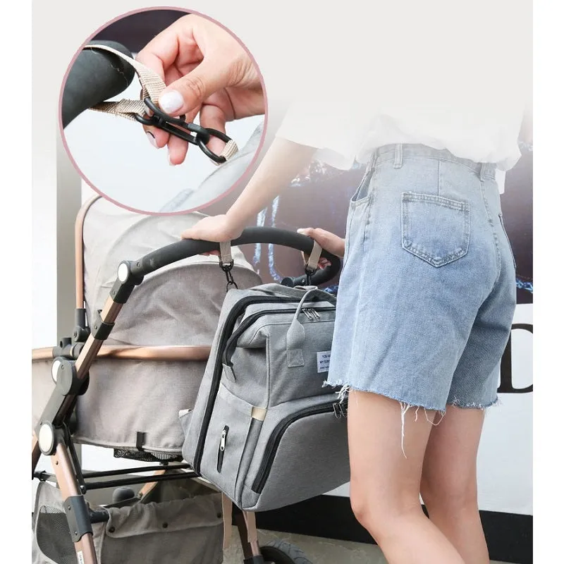 3-in-1 Folding Mummy Bag Crib Waterproof Large Capacity Backpack Organizer