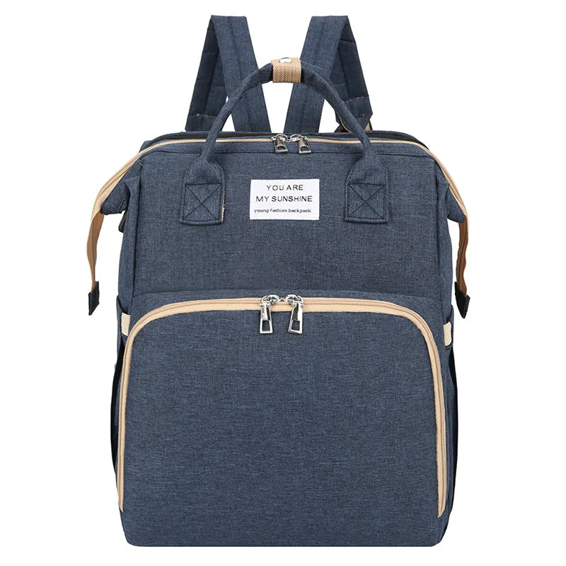 3-in-1 Folding Mummy Bag Crib Waterproof Large Capacity Backpack Organizer