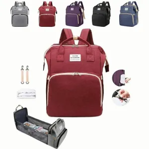 3-in-1 Folding Mummy Bag Crib Waterproof Large Capacity Backpack Organizer