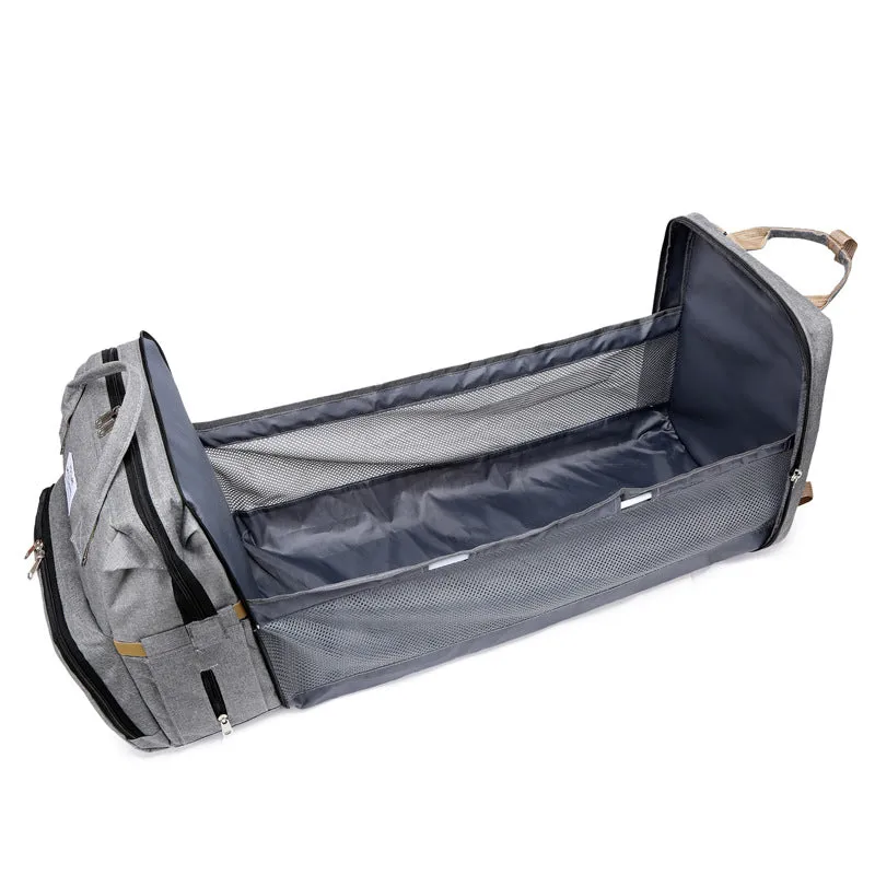 3-in-1 Folding Mummy Bag Crib Waterproof Large Capacity Backpack Organizer