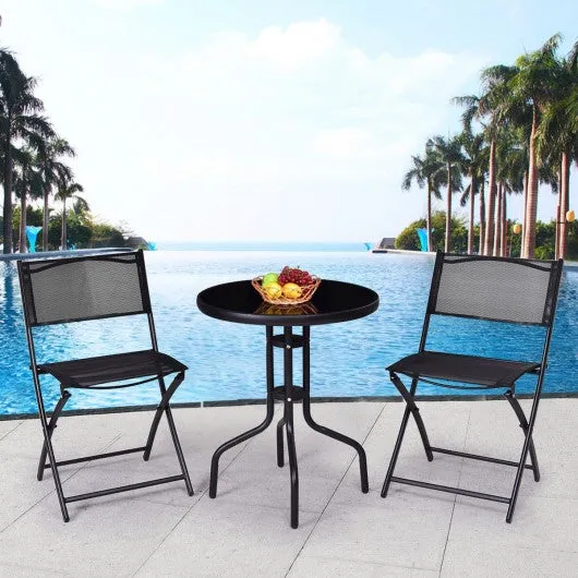 3 pcs Outdoor Folding Bistro Table Chairs Set