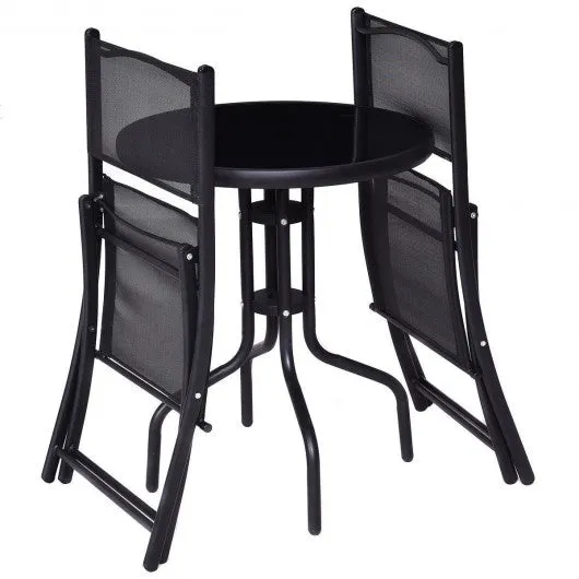 3 pcs Outdoor Folding Bistro Table Chairs Set
