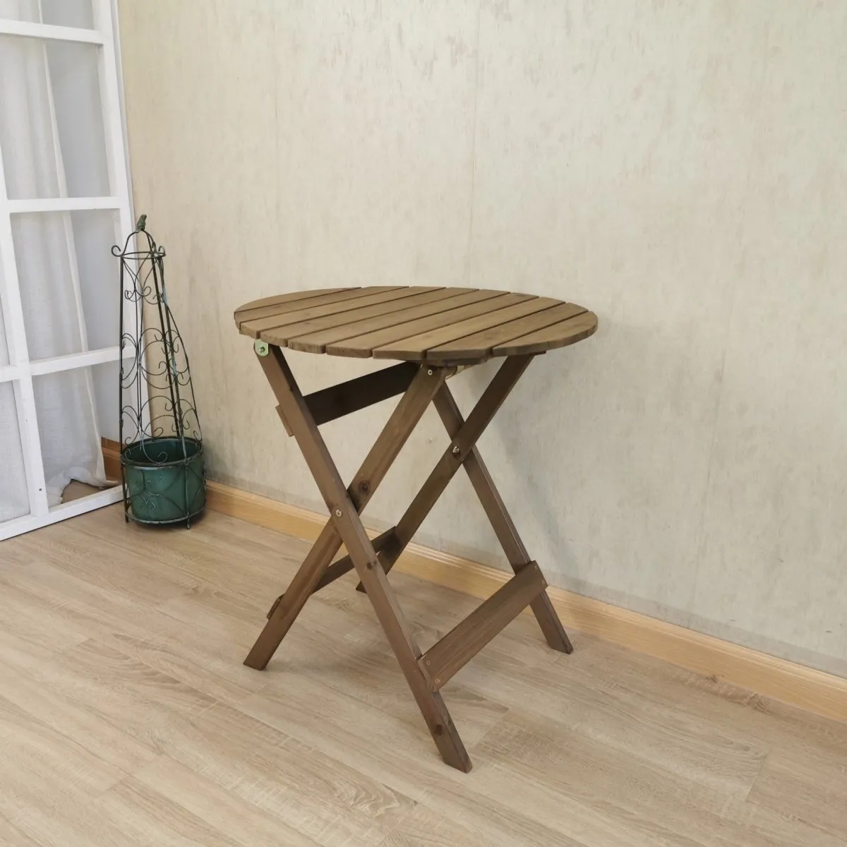3 Piece Folding Bistro Set Solid Fir Wood Garden Outdoor Lounge Round Table Chair Set AU