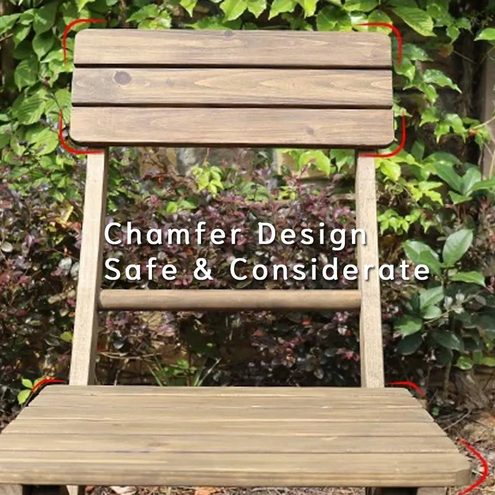 3 Piece Folding Bistro Set Solid Fir Wood Garden Outdoor Lounge Round Table Chair Set AU