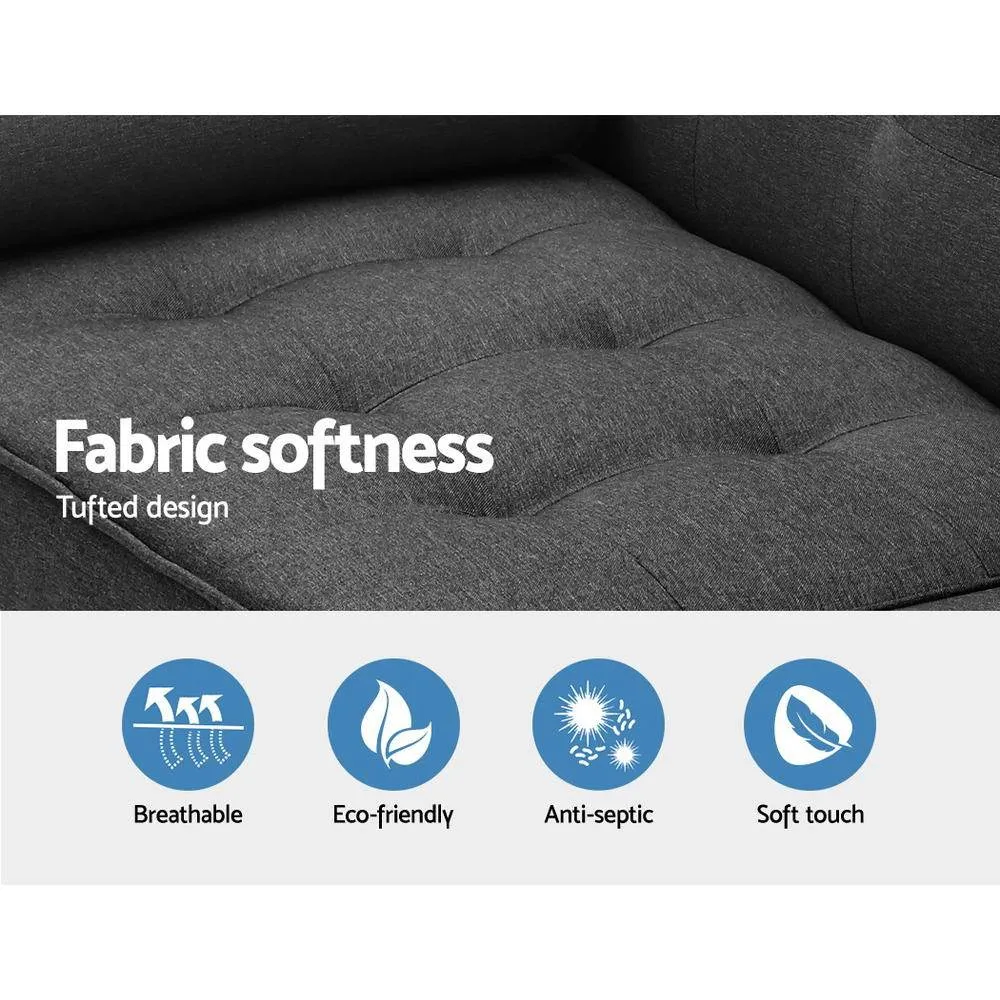 3 Seater Sofa Bed Recliner - Dark Grey