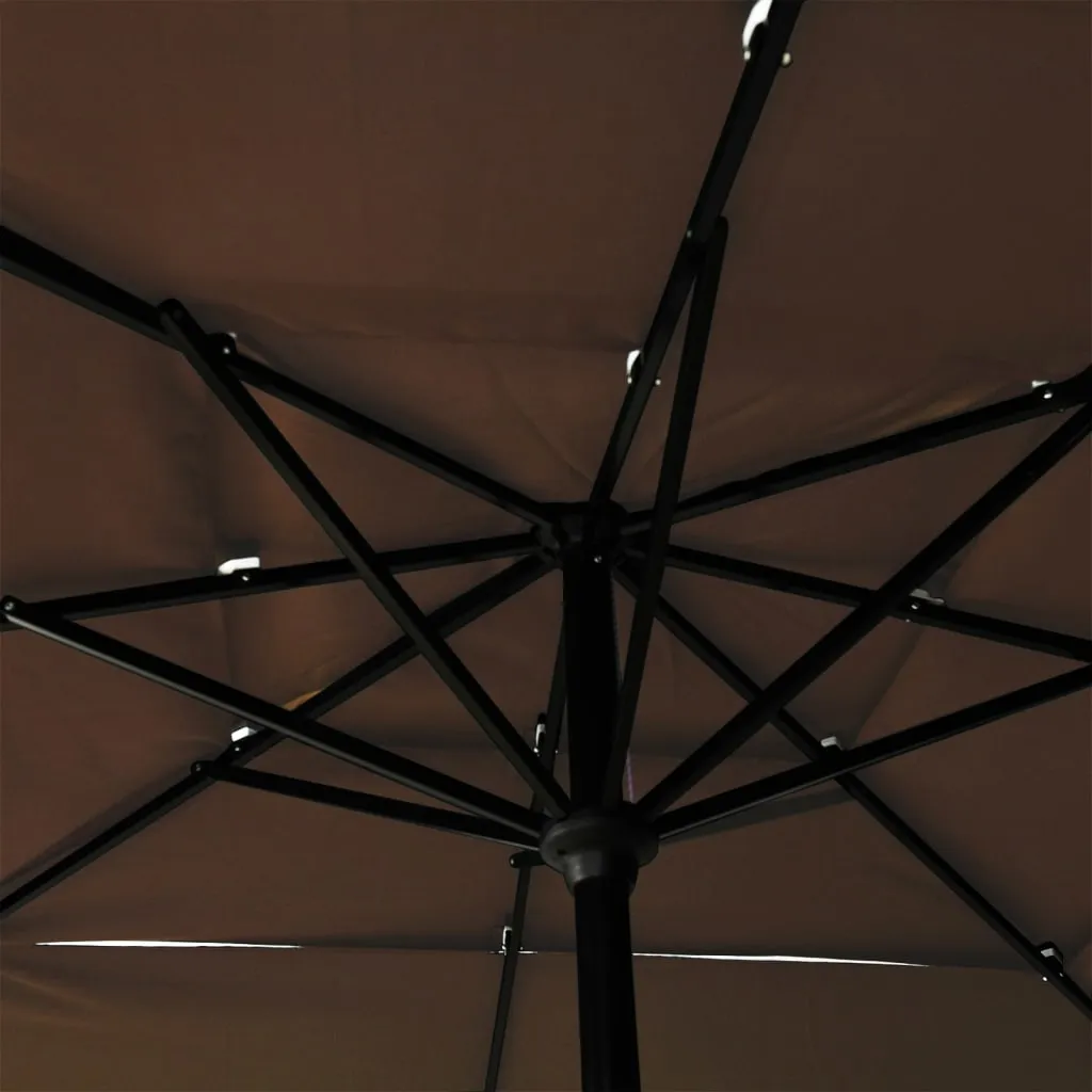 3-Tier Garden Parasol with Aluminium Pole Taupe 2.5x2.5 m