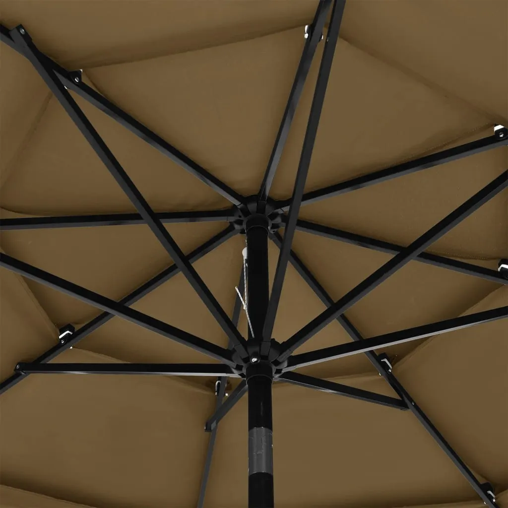 3-Tier Garden Parasol with Aluminium Pole Taupe 3 m