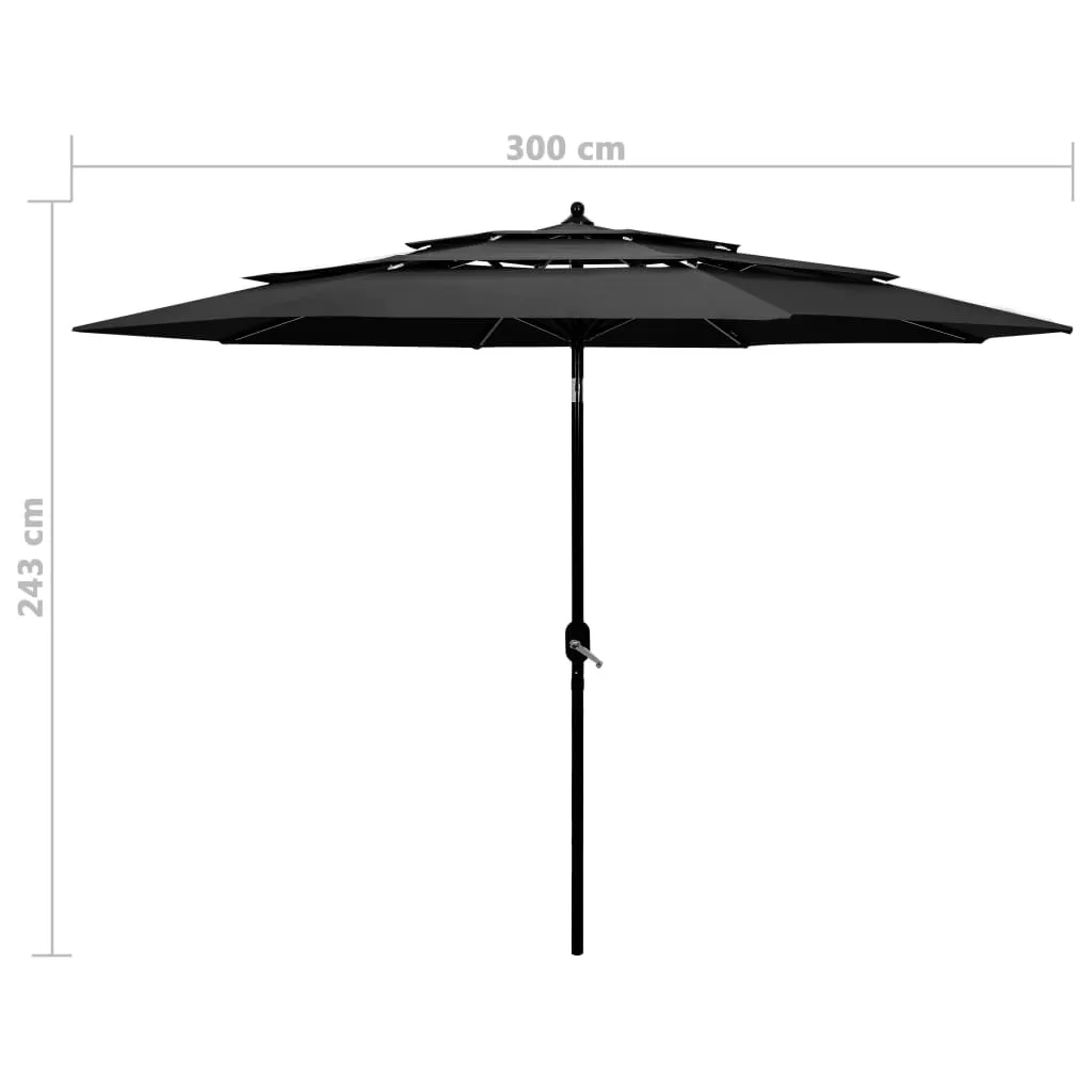 3-Tier Parasol with Aluminium Pole Anthracite 3 m