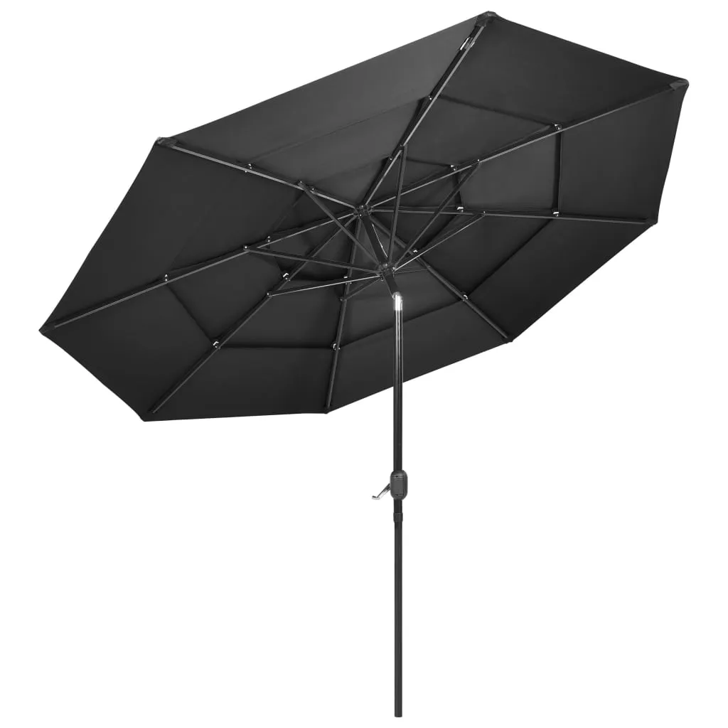 3-Tier Parasol with Aluminium Pole Anthracite 3 m