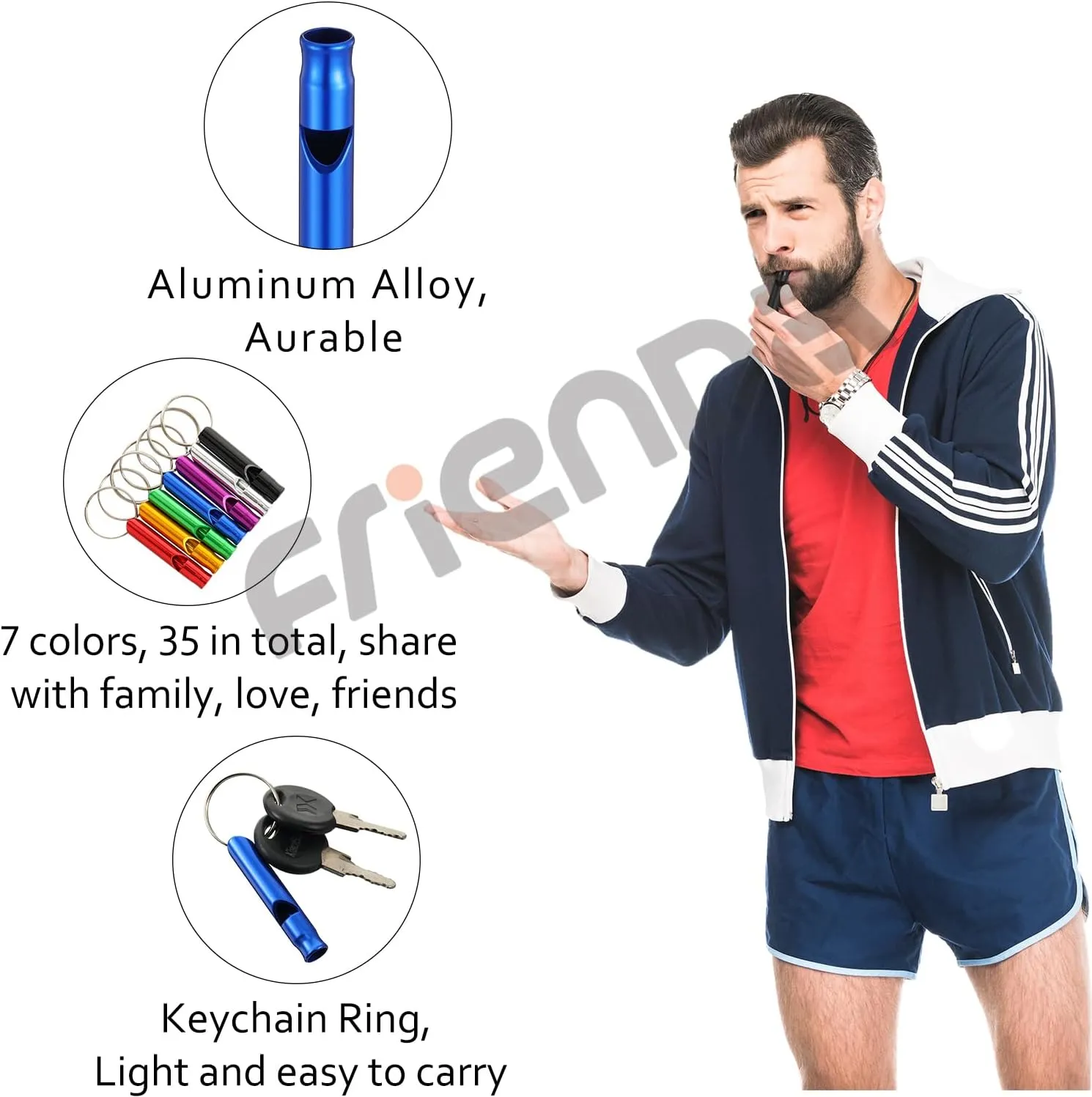 35 Pieces Emergency Whistle with Keychain, Aluminum Emergency Survival Whistle for Camping Hiking Hunting Outdoors Sports, Loud Sound
