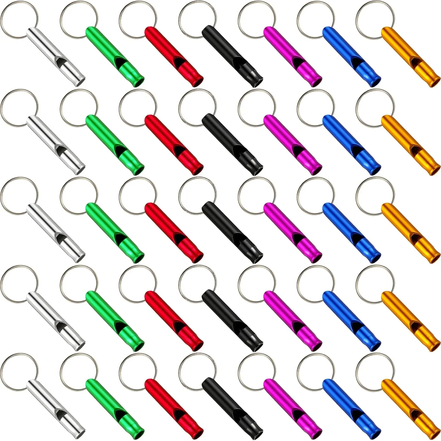 35 Pieces Emergency Whistle with Keychain, Aluminum Emergency Survival Whistle for Camping Hiking Hunting Outdoors Sports, Loud Sound