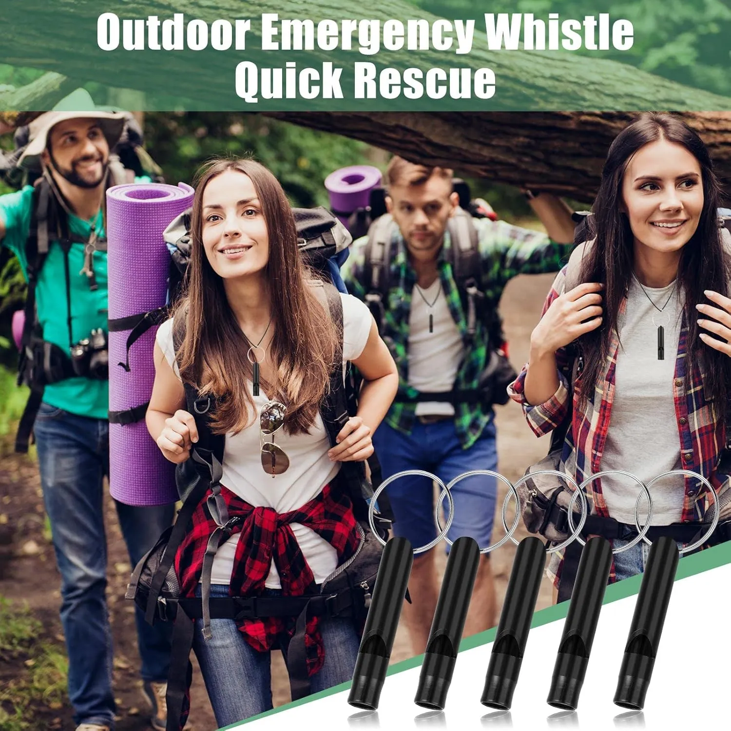 35 Pieces Emergency Whistle with Keychain, Aluminum Emergency Survival Whistle for Camping Hiking Hunting Outdoors Sports, Loud Sound