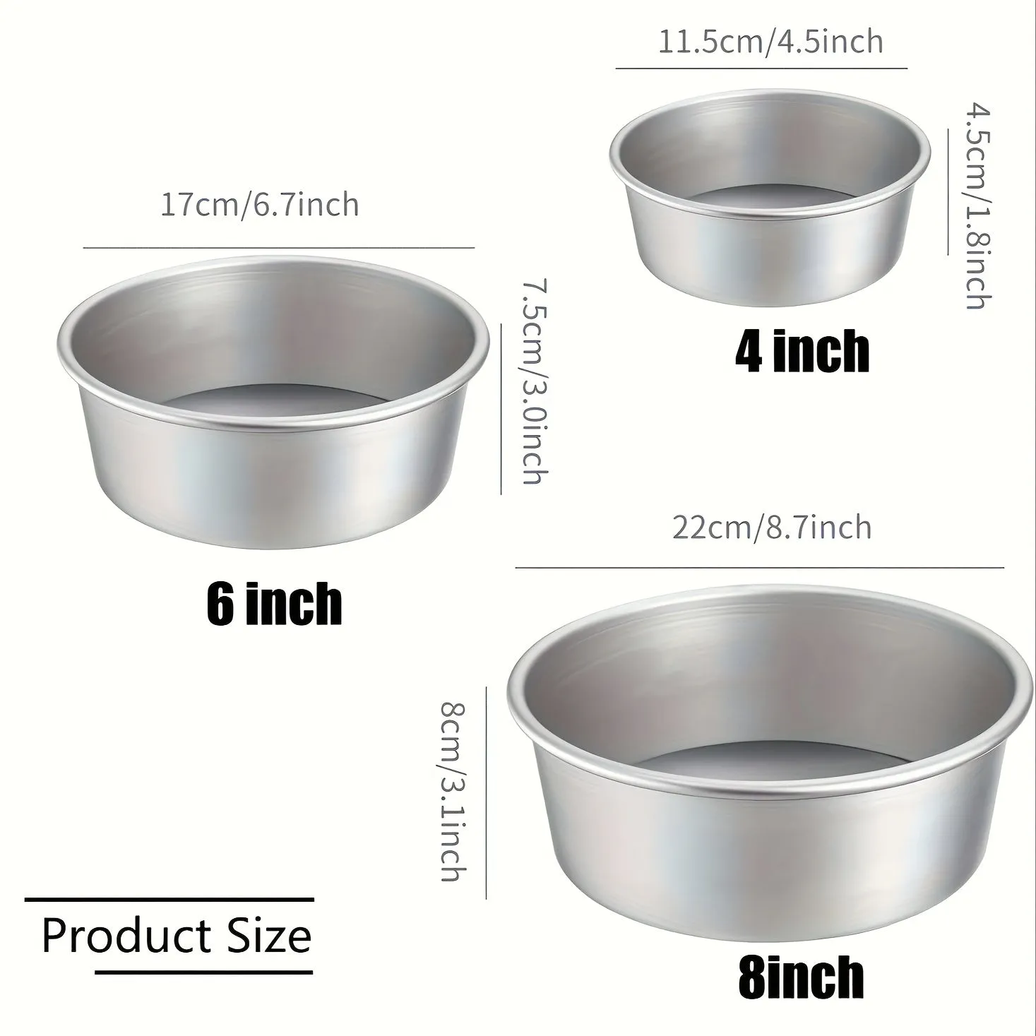 3Piece Aluminium Cake Pan Set with Removable Bottoms