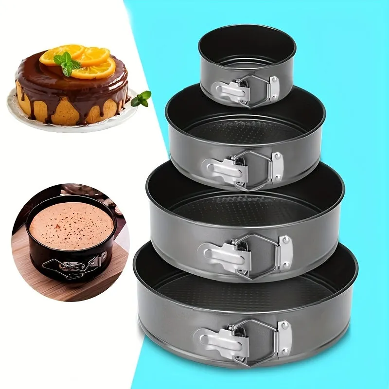 4pcs Springform Cake Pans Easy Release NonStick Baking Set