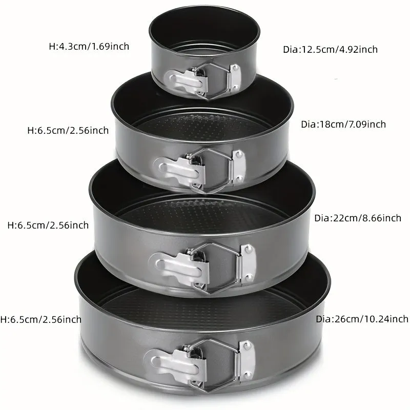 4pcs Springform Cake Pans Easy Release NonStick Baking Set