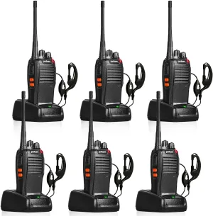 777S Rechargeable walkie talkies Long Range for Adults with Earpieces and Li-ion Battery,Two Way radios has VOX/TOT/Emergency Alarm/Battery Low Alert/Flashlight/Scan Function6 Pack