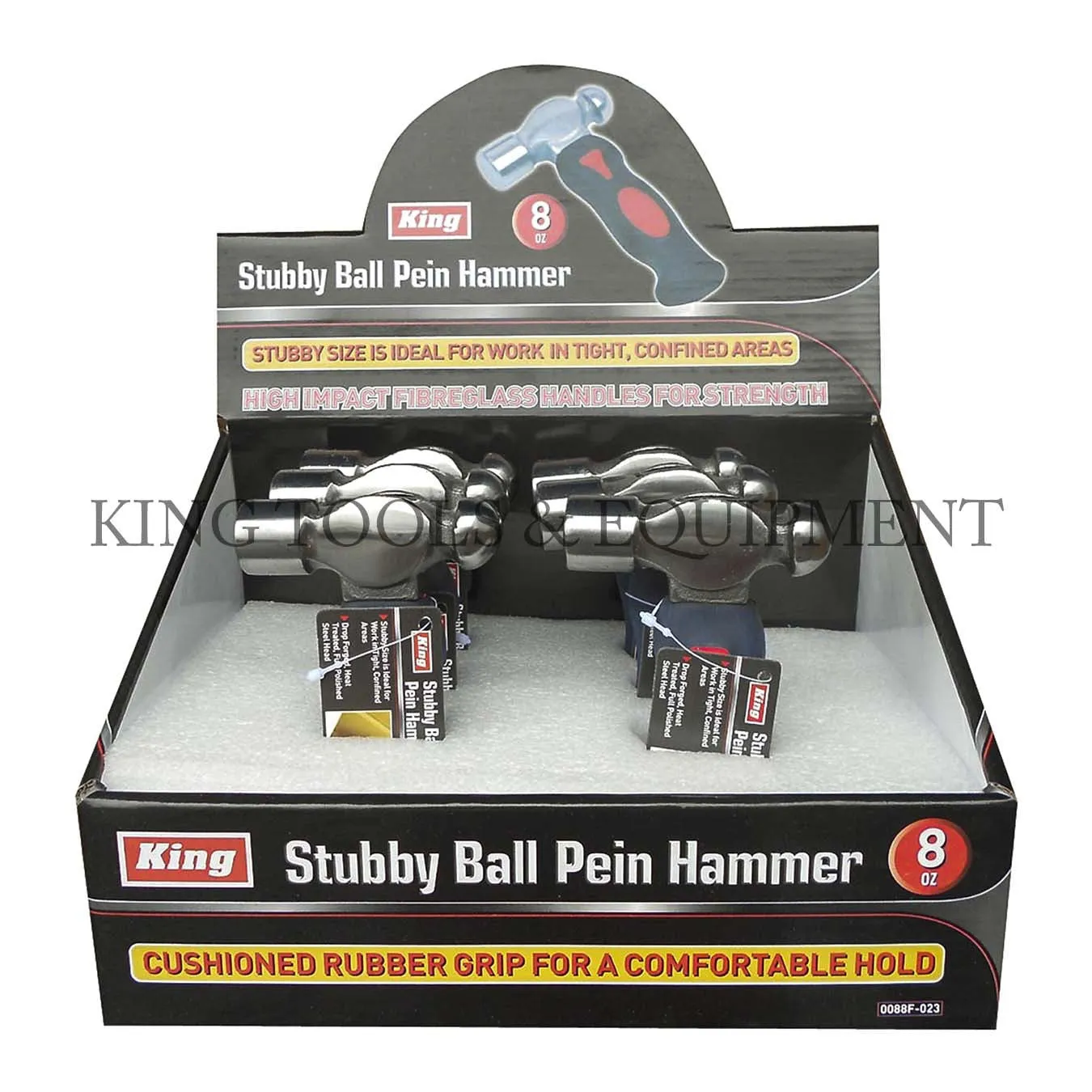 8 oz STUBBY BALL-PEIN HAMMER w/ Fiberglass Handle - 0088F-0
