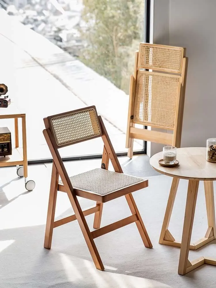 Akai Rika - Solid Wood & Rattan Dining Chair | Folding Chair