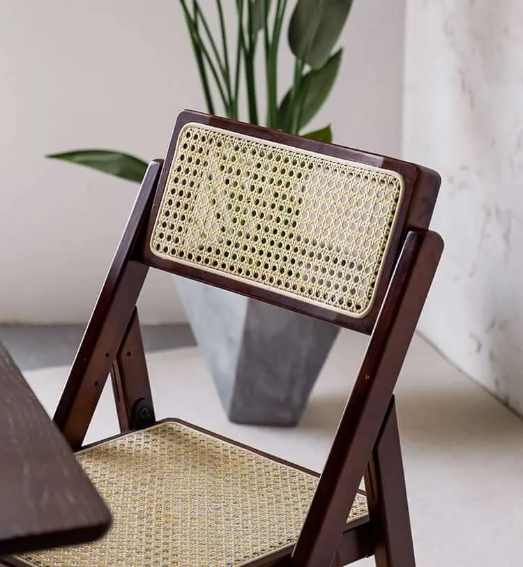 Akai Rika - Solid Wood & Rattan Dining Chair | Folding Chair
