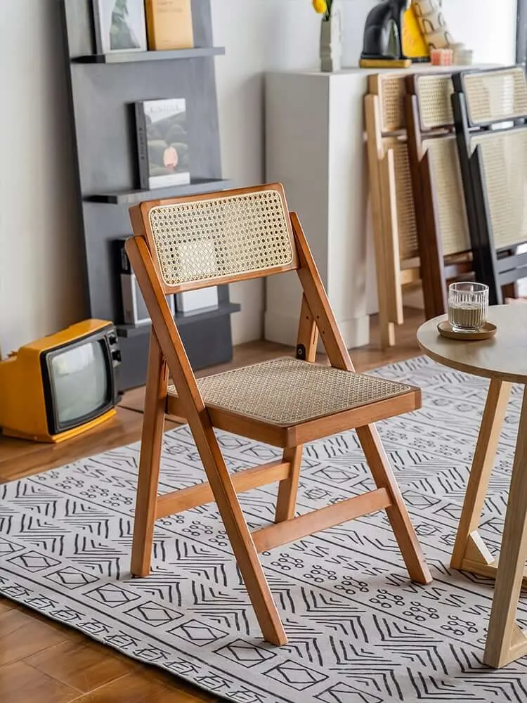 Akai Rika - Solid Wood & Rattan Dining Chair | Folding Chair