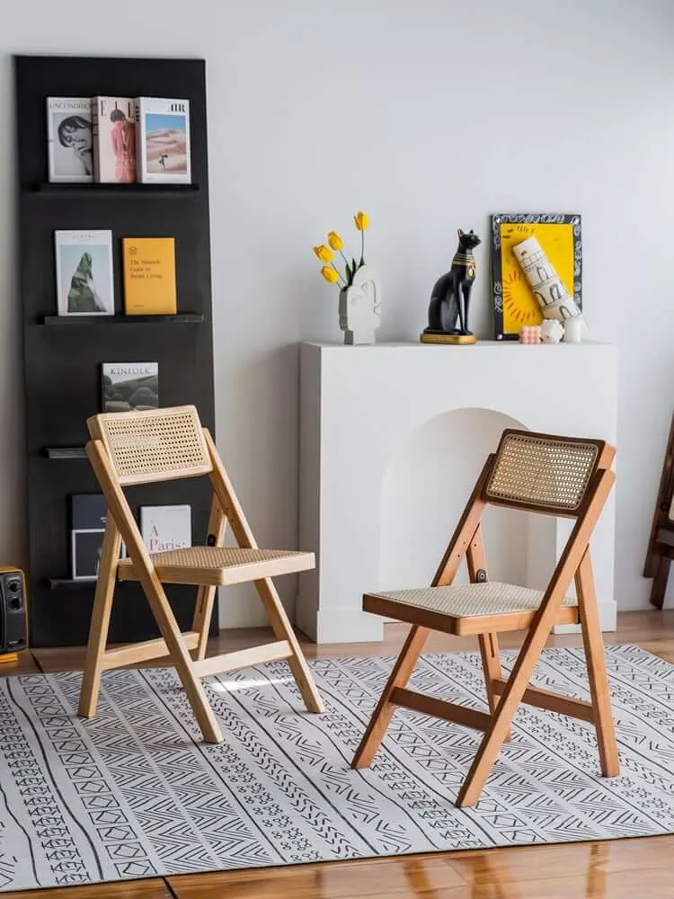 Akai Rika - Solid Wood & Rattan Dining Chair | Folding Chair