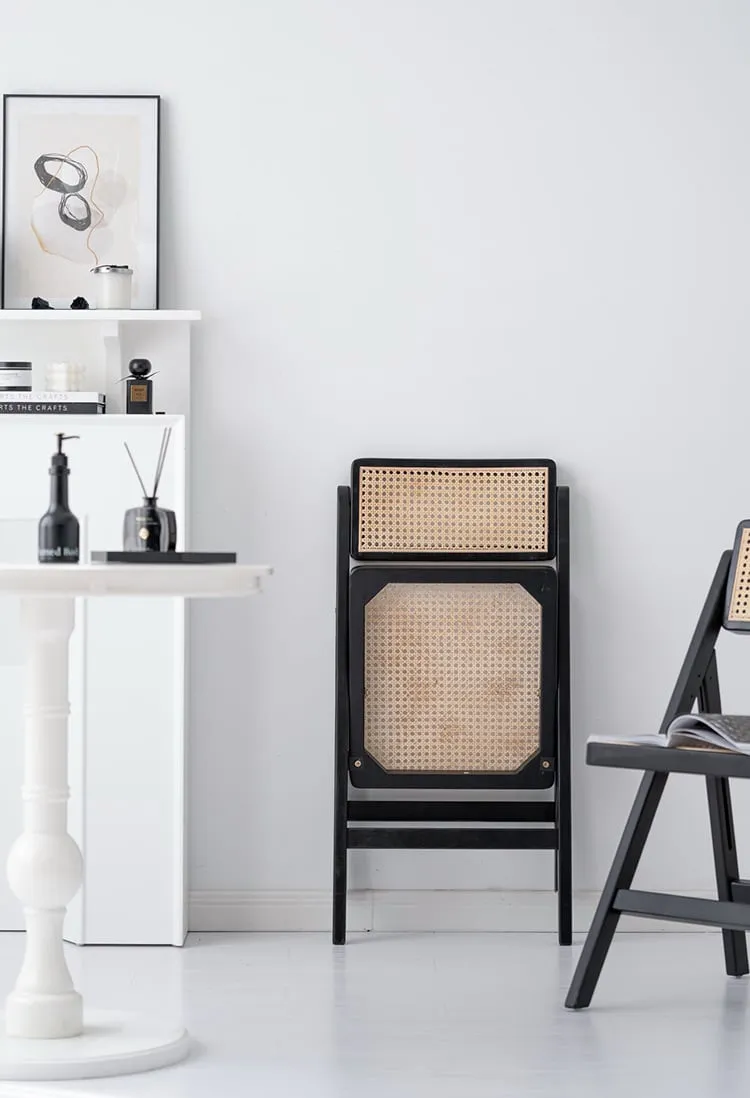 Akai Rika - Solid Wood & Rattan Dining Chair | Folding Chair