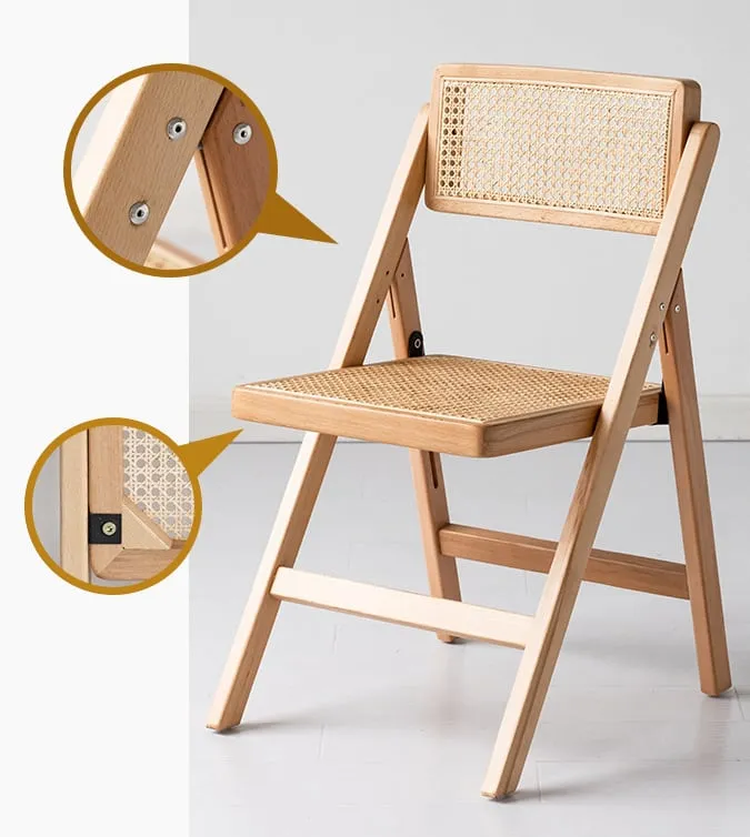 Akai Rika - Solid Wood & Rattan Dining Chair | Folding Chair