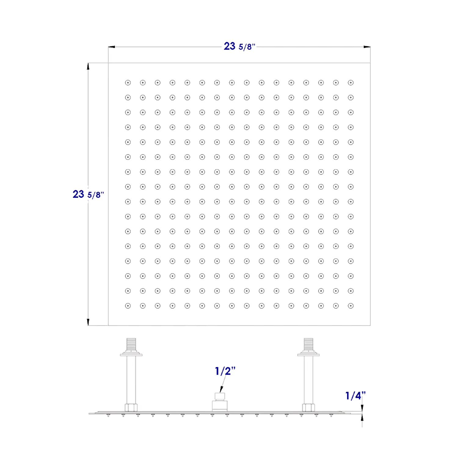 ALFI RAIN24S-BSS 24" Square Brushed Stainless Steel Ultra Thin Rain Shower Head