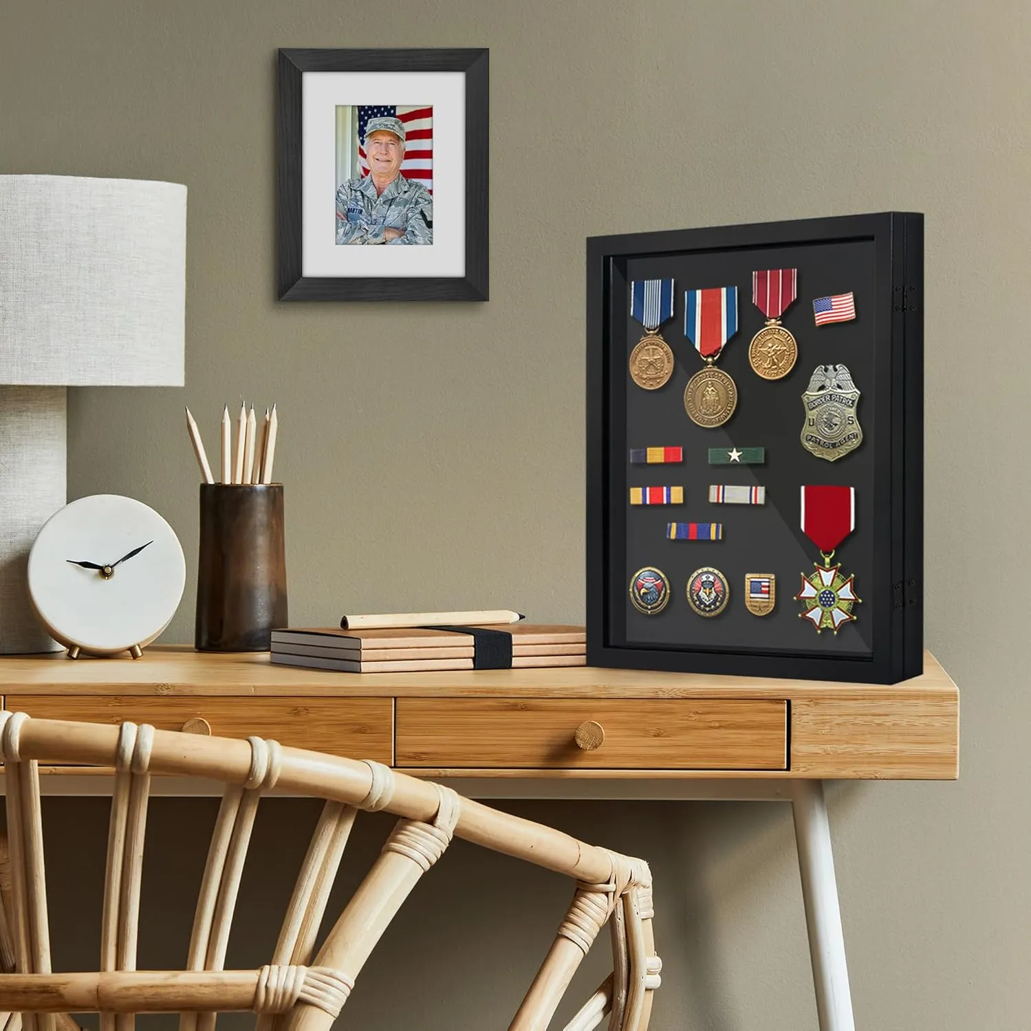 Americanflat 14x18 Pin Display Case - Ideal for Enamel Pins, Medals, Jewelry, Memorabilia - Silhouette Collection - Black Pin Collection Display with Polished Plexiglass for Wall Decor