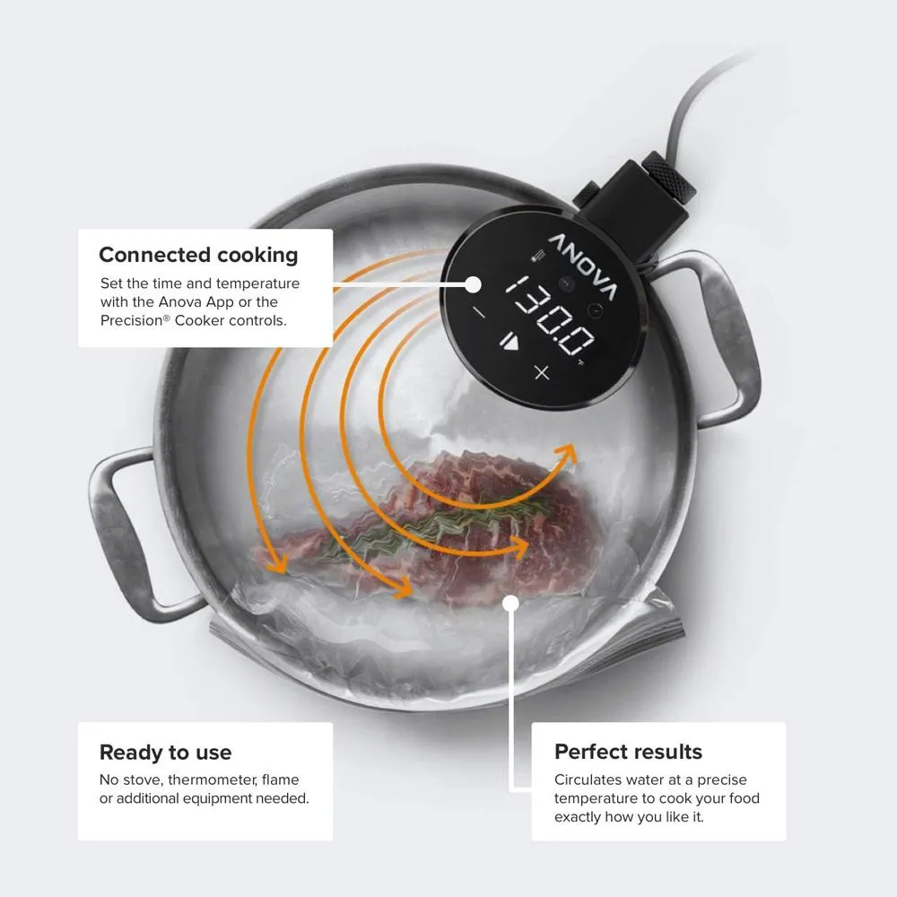 Anova N500-US00 Sous Vide Precision Cooker 1000 Watts with WiFi - (Black and Silver)