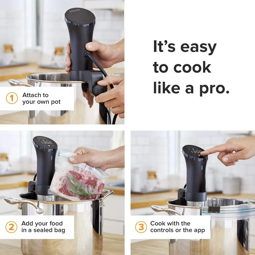 Anova N500-US00 Sous Vide Precision Cooker 1000 Watts with WiFi - (Black and Silver)