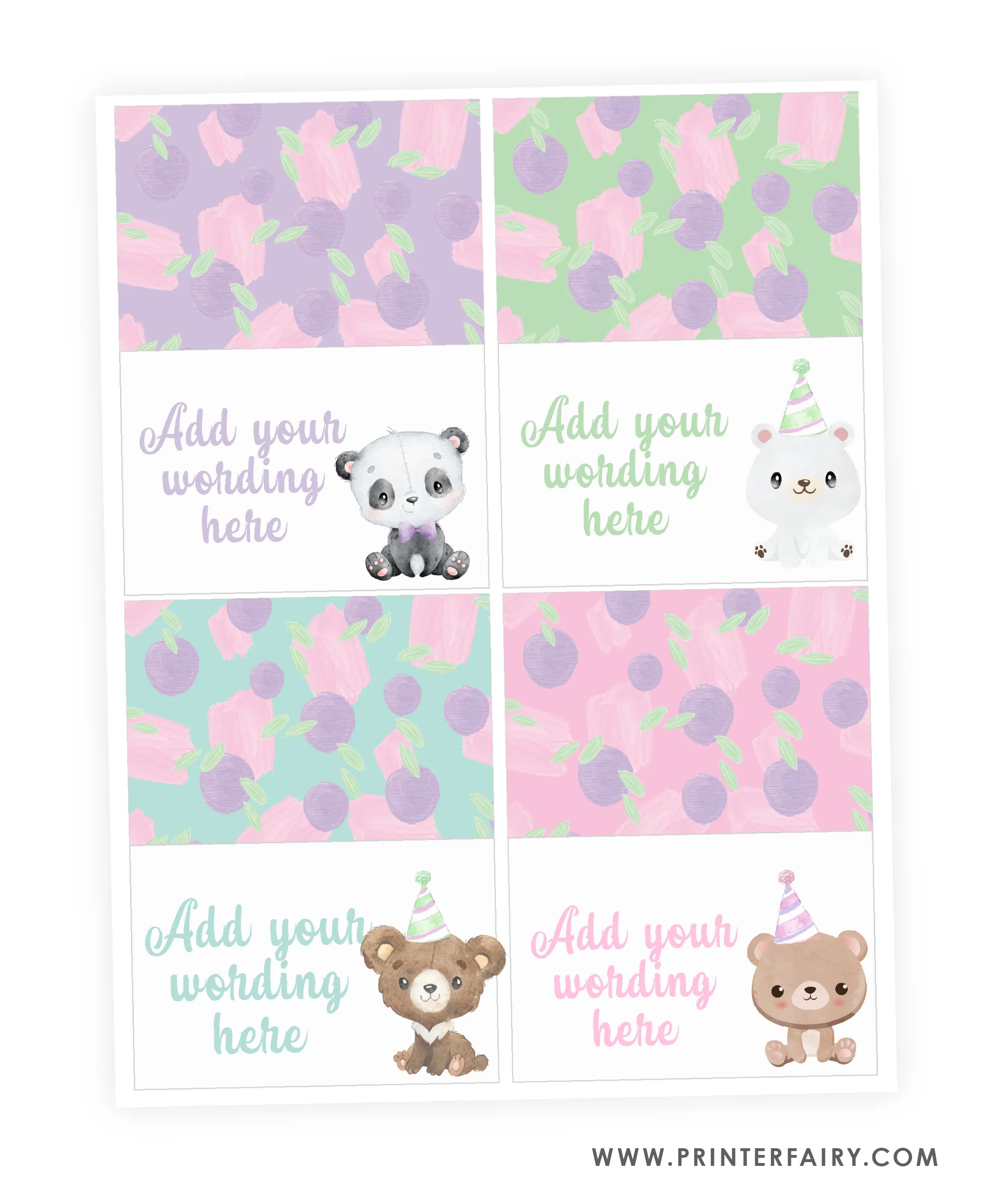 Bear Birthday Food Tents