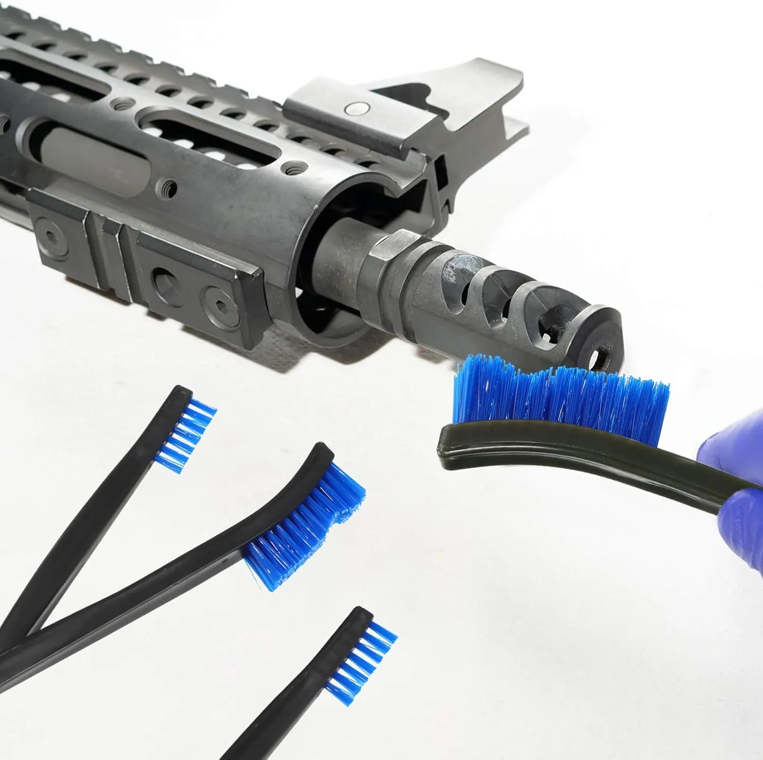 Boao 20 Packs Double-Ended Gun Cleaning Brushes 7 Inch Nylon All Purpose Cleaning Brush with Plastic Handle (Blue)