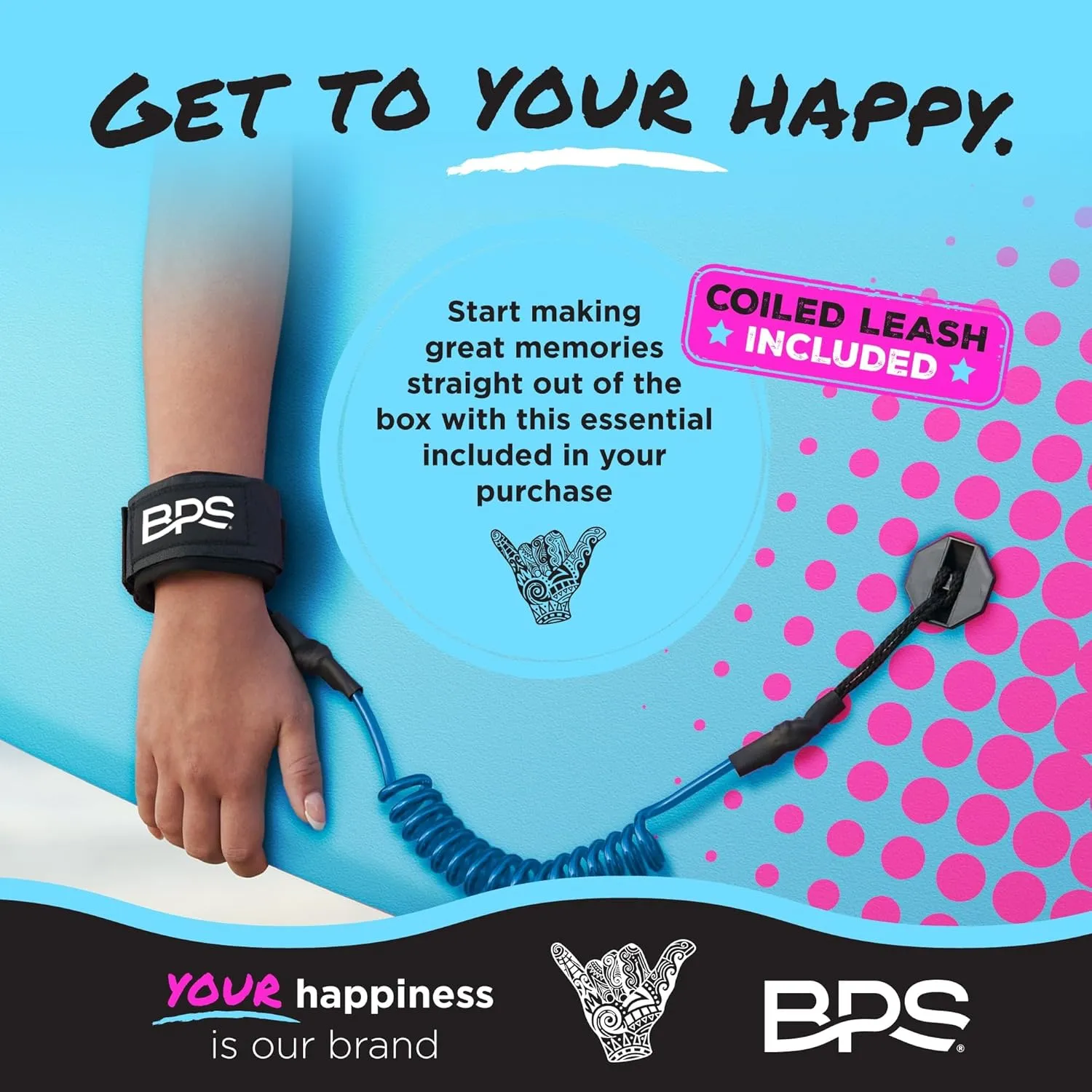 BPS New Zealand Shaka Body Board for All Wave Conditions - Lightweight with EPS Core, HDPE Slick Bottom, Body Boards for Beach with Wrist Leash and Plug for Kids and Adults - All Skill Levels