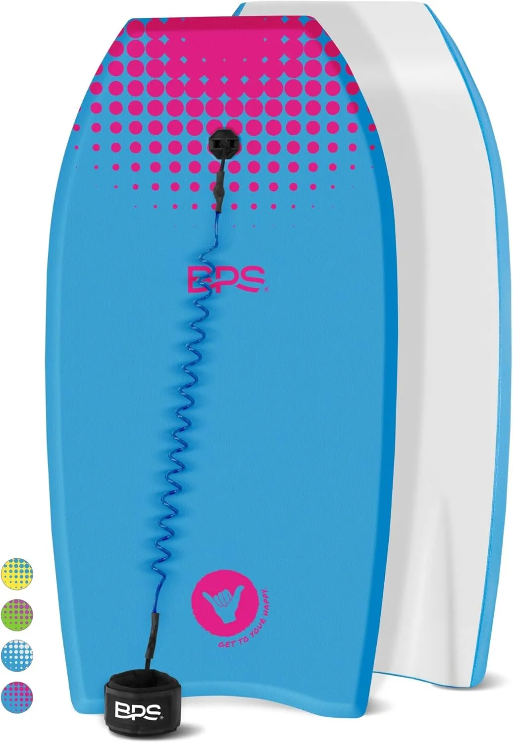 BPS New Zealand Shaka Body Board for All Wave Conditions - Lightweight with EPS Core, HDPE Slick Bottom, Body Boards for Beach with Wrist Leash and Plug for Kids and Adults - All Skill Levels