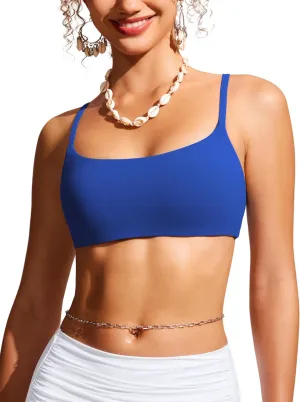 CRZ YOGA Womens Bikini Top A-C Adjustable Spaghetti Straps Bathing Suit Scoop Neck Padded Swimsuit Bra