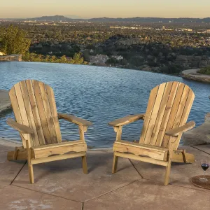 Denise Austin Home Milan Brown Outdoor Folding Wood Adirondack Chair (Set of 2)