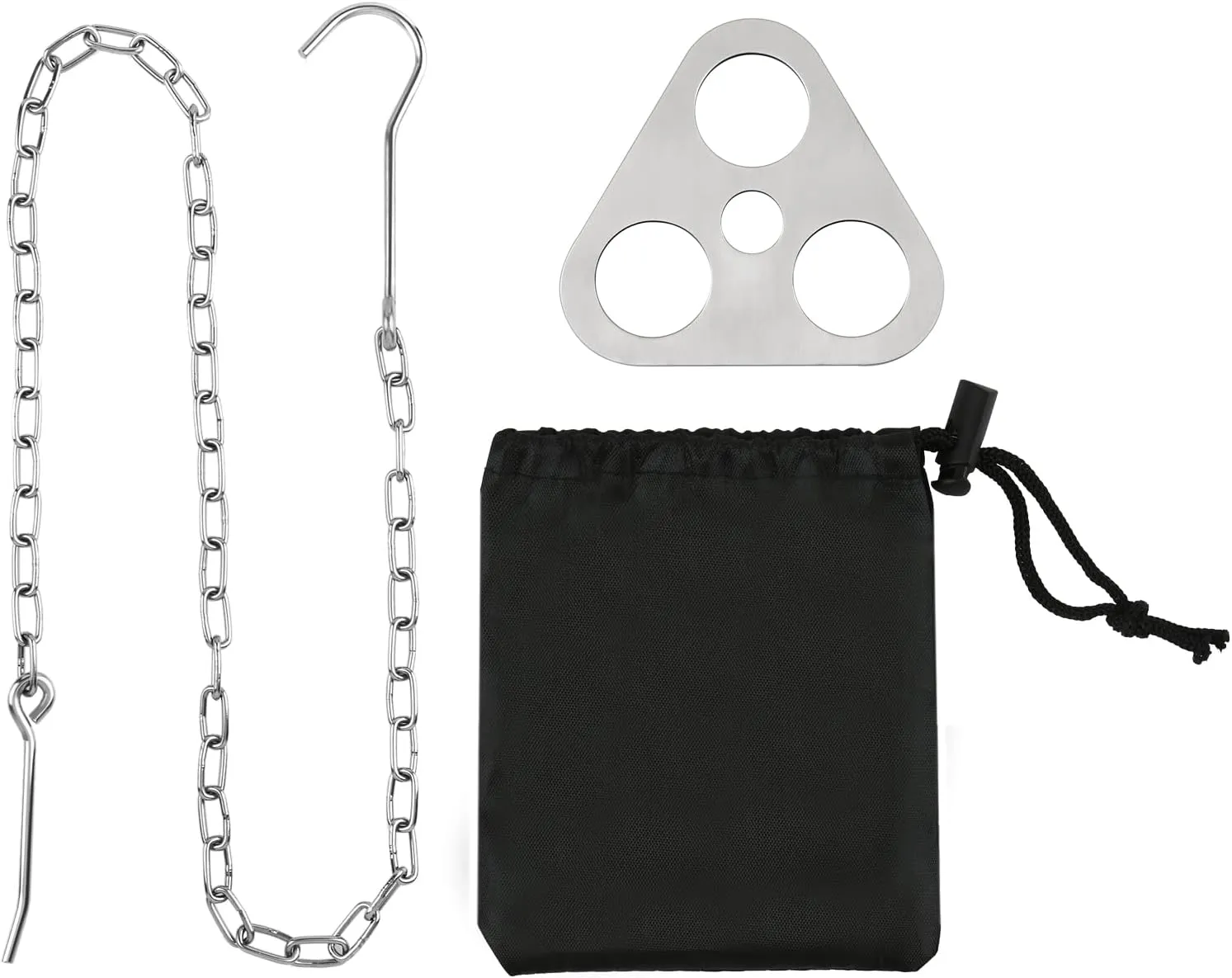 DS. DISTINCTIVE STYLE Camping Tripod Board Turn Branches into Stainless Steel Campfire Tripod with Adjustable Chain Camp Grill Accessories
