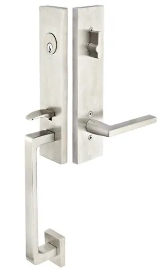 Emtek Stainless Steel Davos Tubular Handleset with Hermes lever