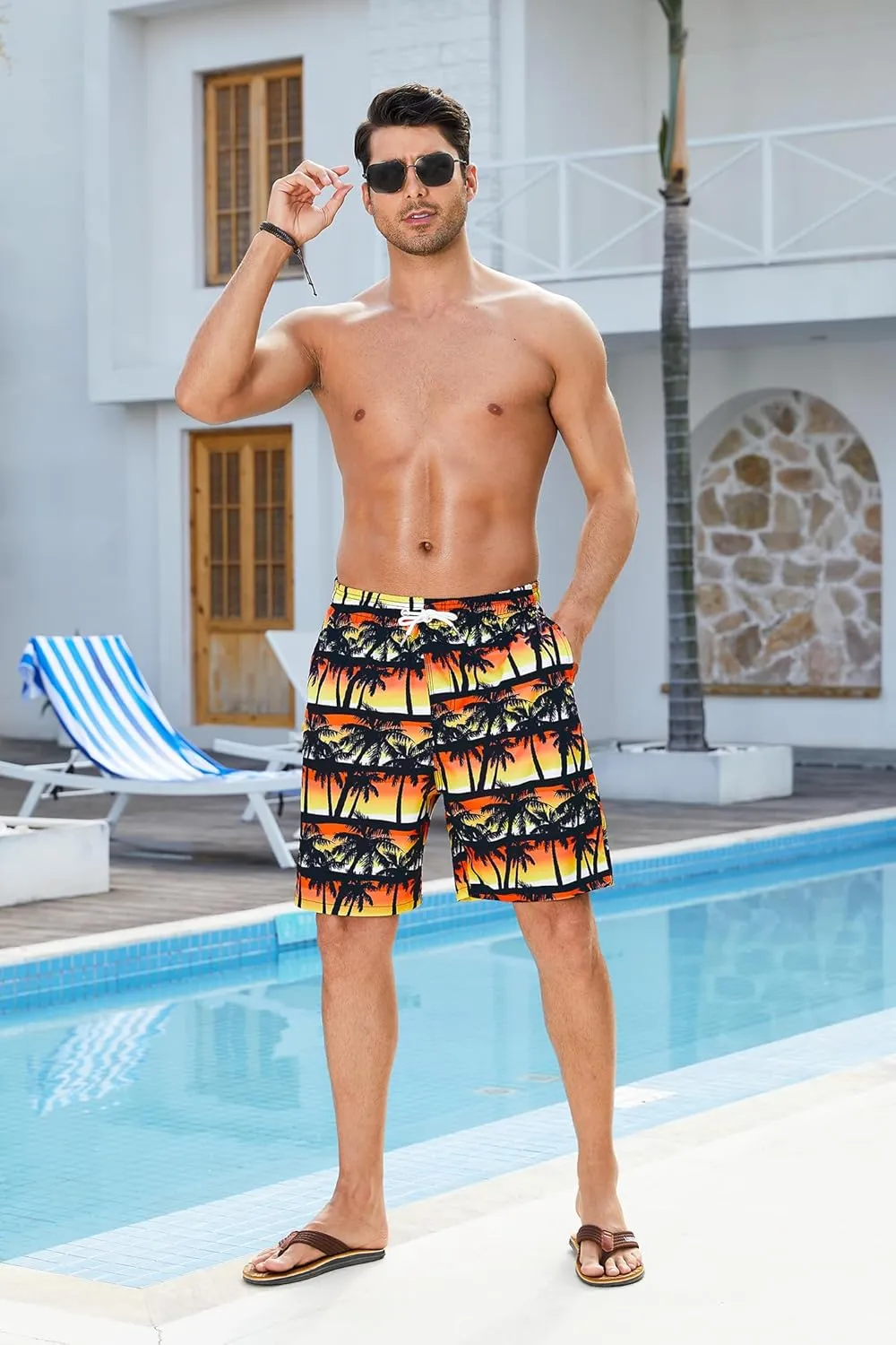 Enlision Mens Swim Trunks with Mesh Lining Quick Dry Beach Hawaiian Shorts with Pockets 7.5" Inseam Bathing Suit for Men