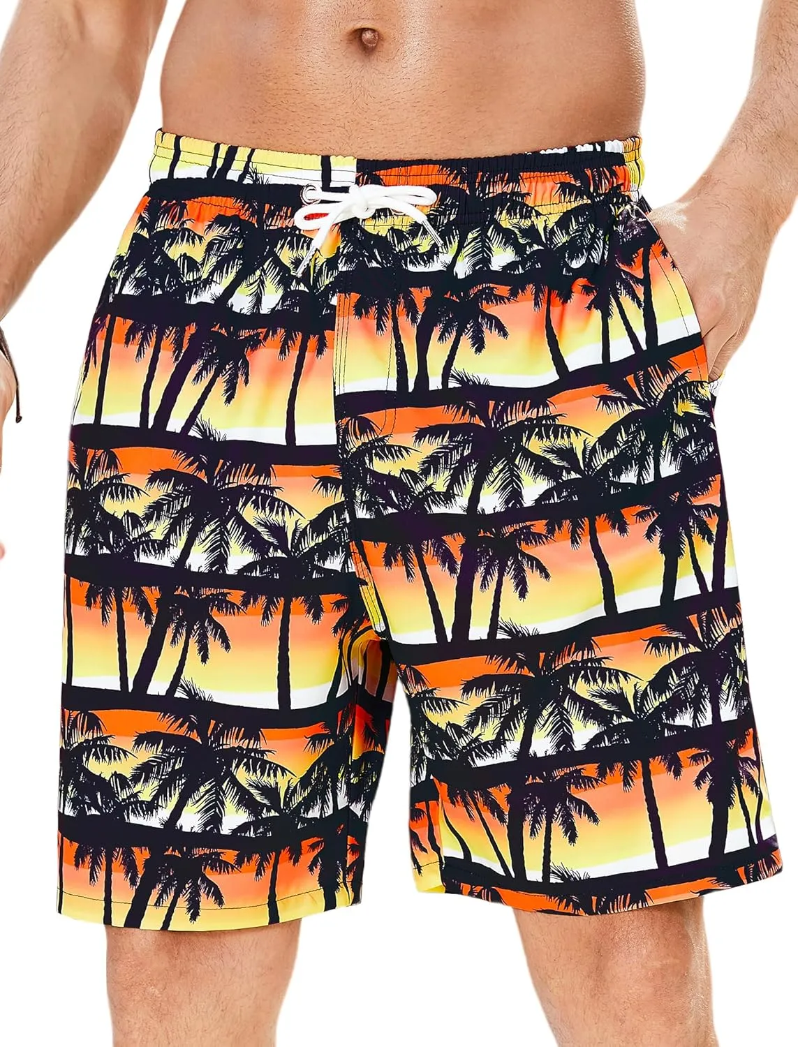 Enlision Mens Swim Trunks with Mesh Lining Quick Dry Beach Hawaiian Shorts with Pockets 7.5" Inseam Bathing Suit for Men