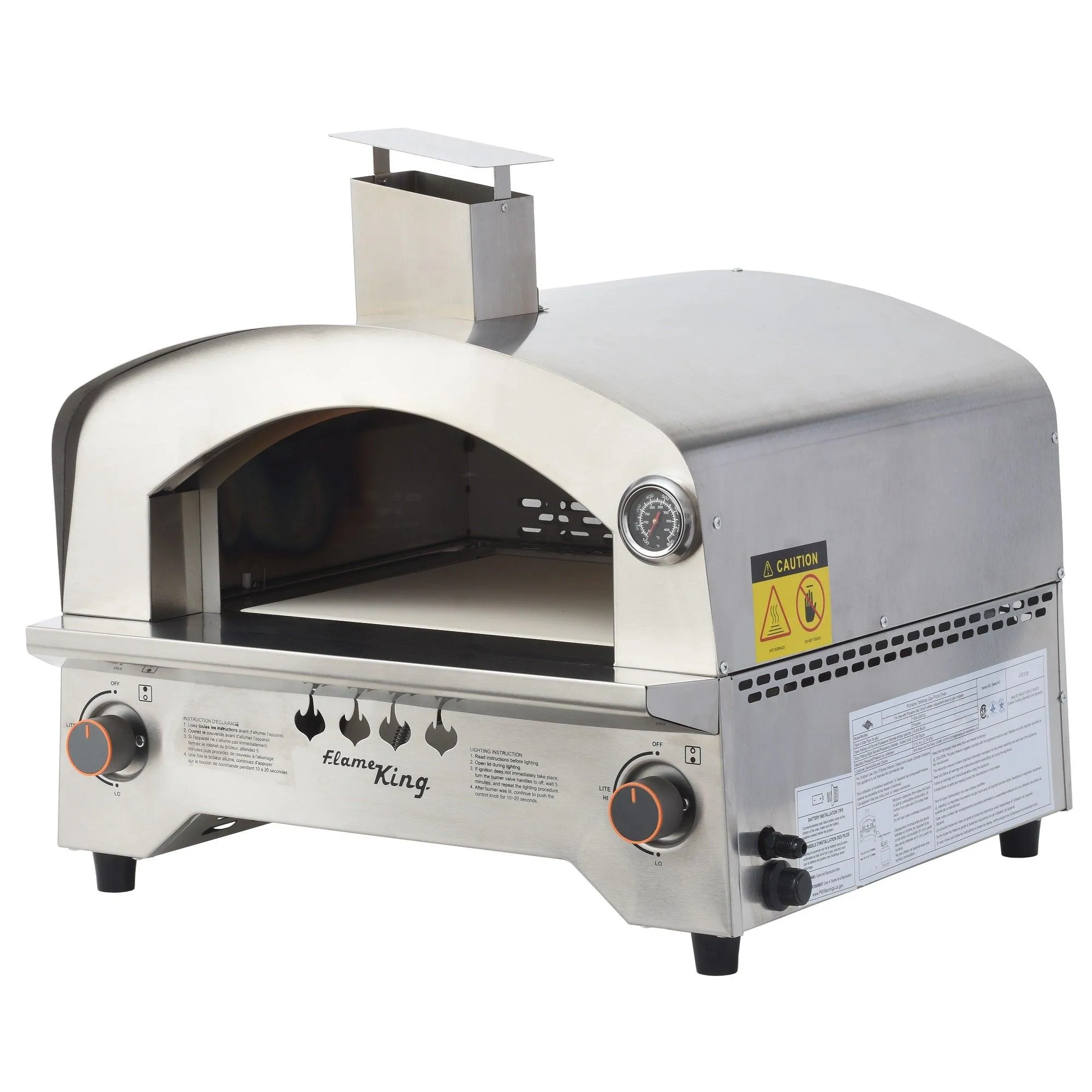 Flame King Outdoor Portable Steel Propane Pizza Oven Gas With Stone