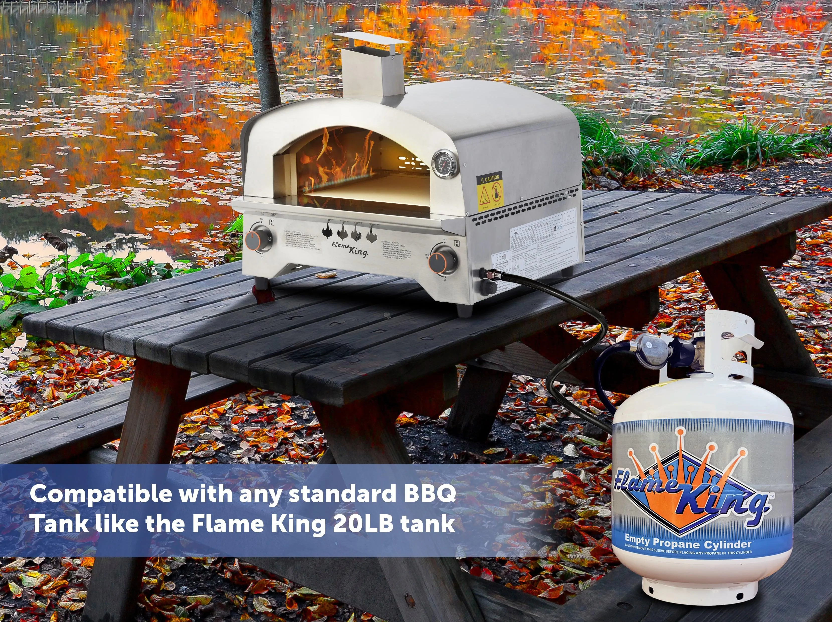 Flame King Outdoor Portable Steel Propane Pizza Oven Gas With Stone