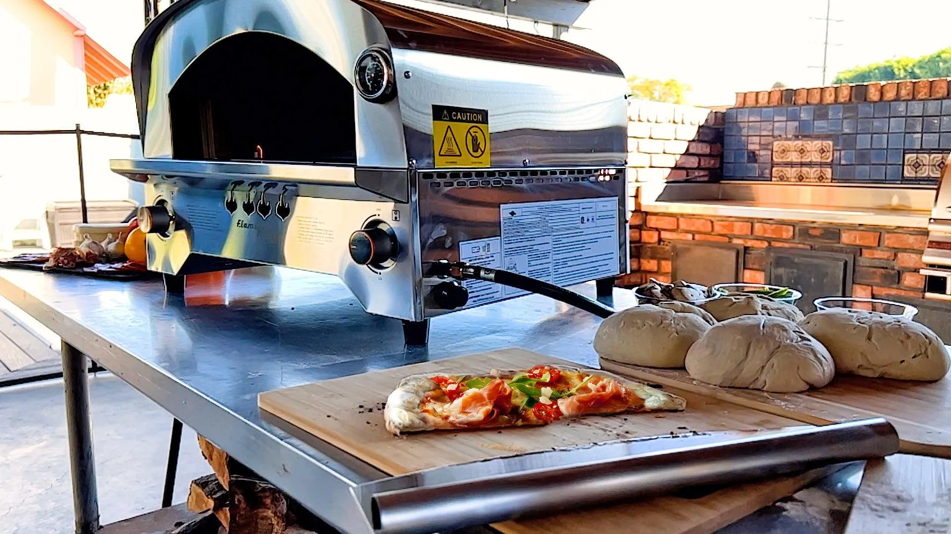 Flame King Outdoor Portable Steel Propane Pizza Oven Gas With Stone