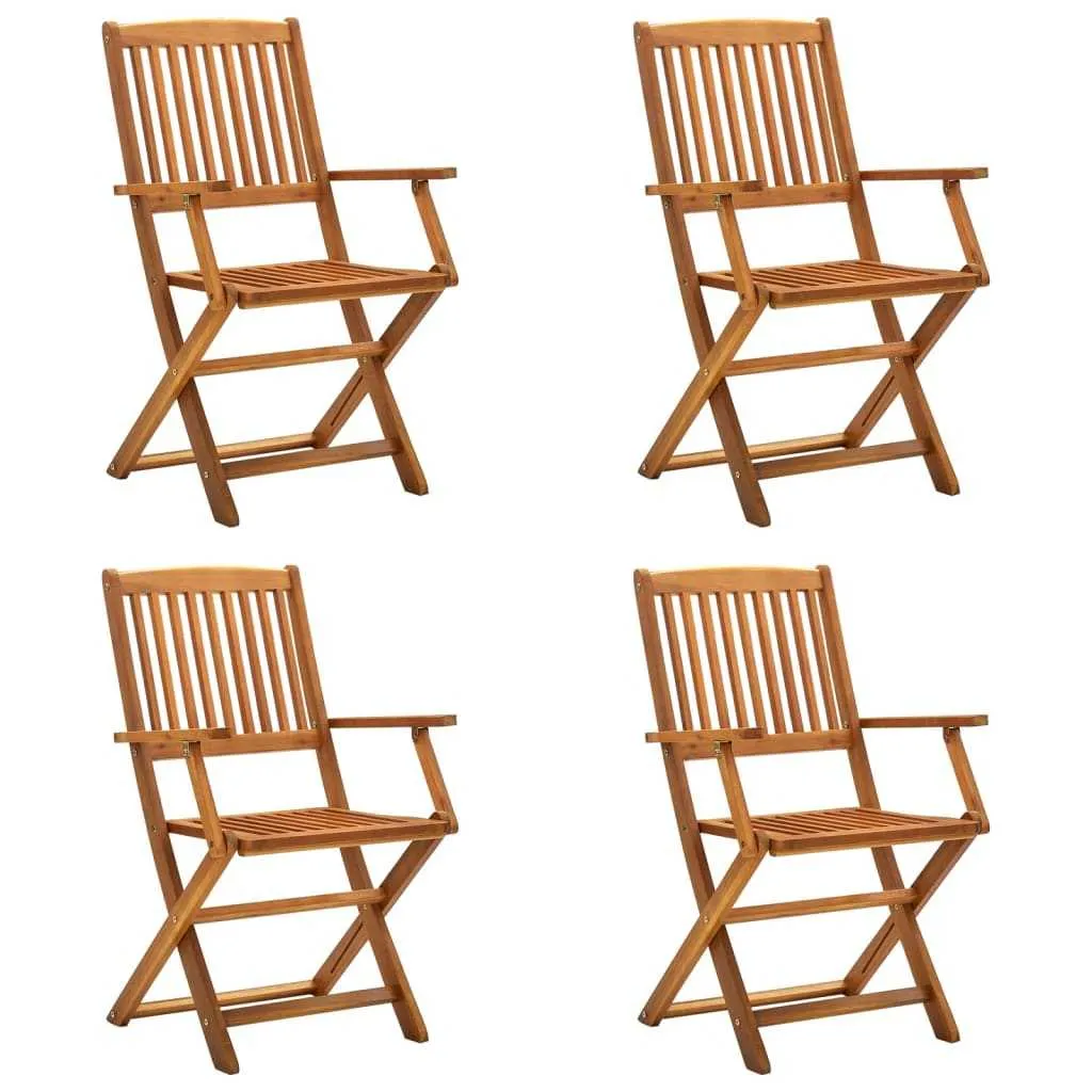 Folding Outdoor Chairs 4 pcs Solid Acacia Wood